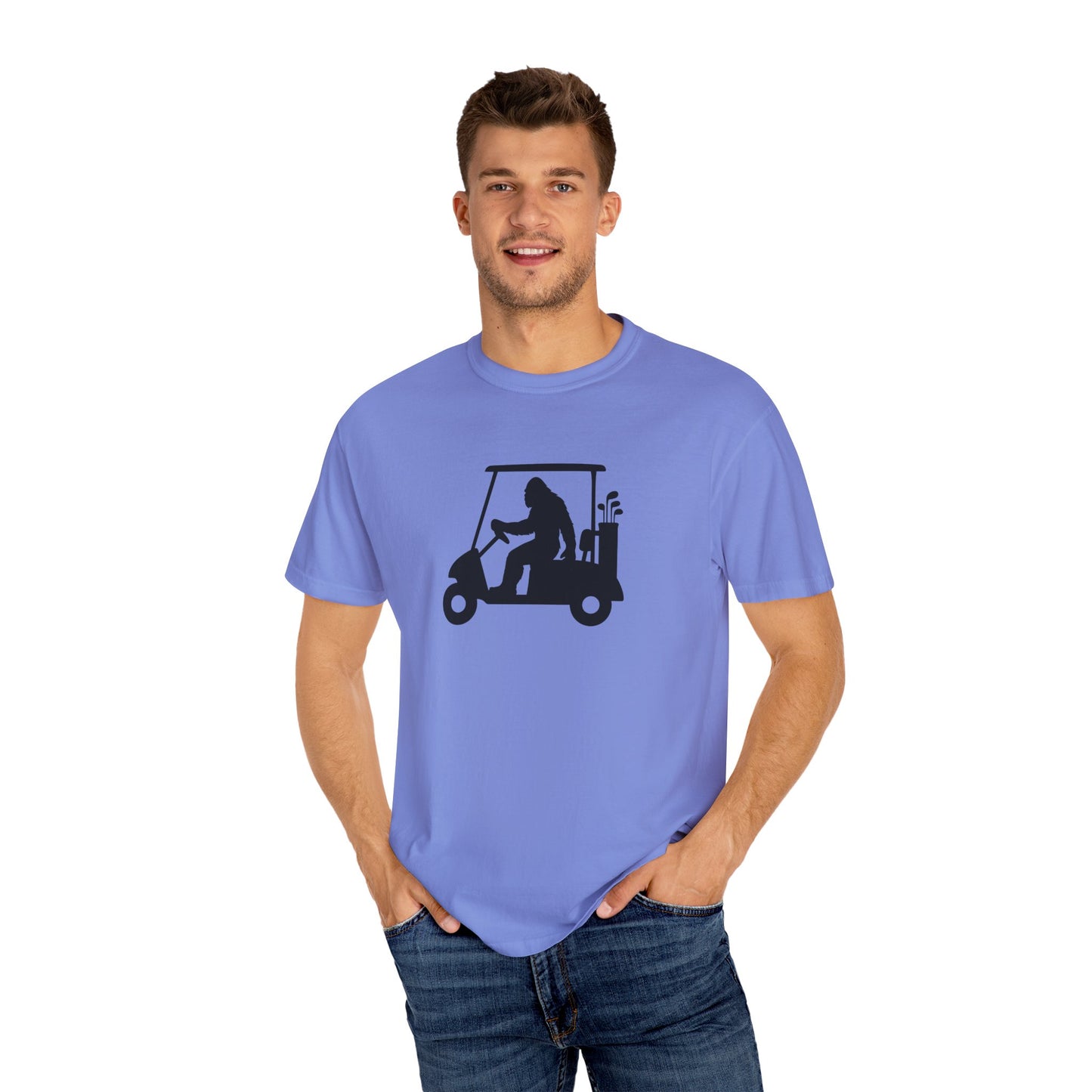Garment-Dyed T-shirt - Big Foot Golf Cart Design
