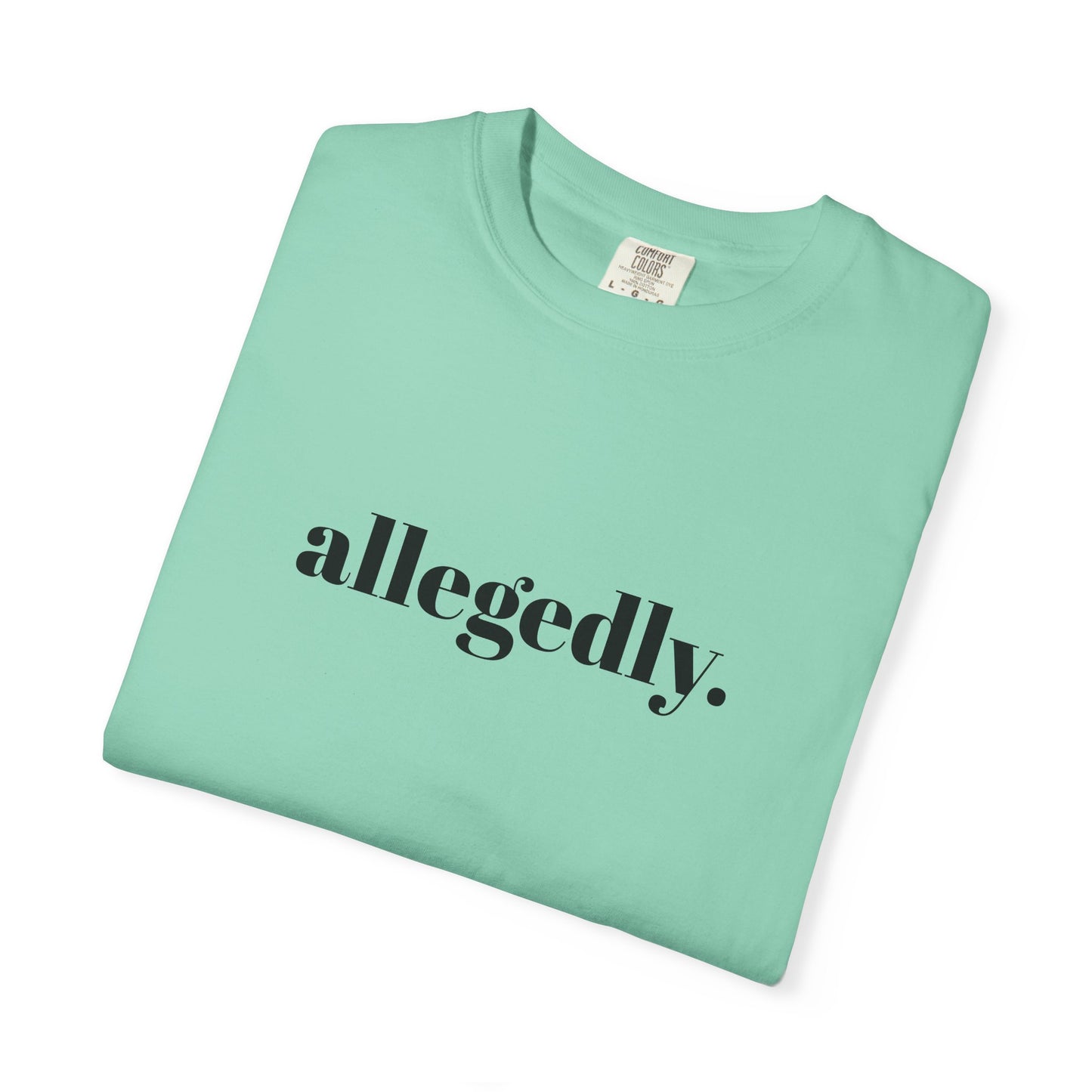 Trendy Allegedly T-Shirt, Funny Gift for Friends, Casual Wear, Statement Shirt, Unisex Apparel for Everyday Style