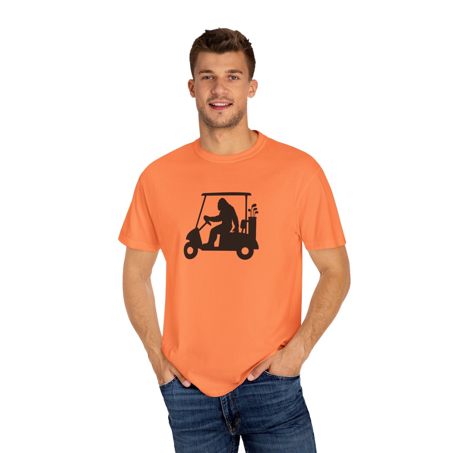 Garment-Dyed T-shirt - Big Foot Golf Cart Design