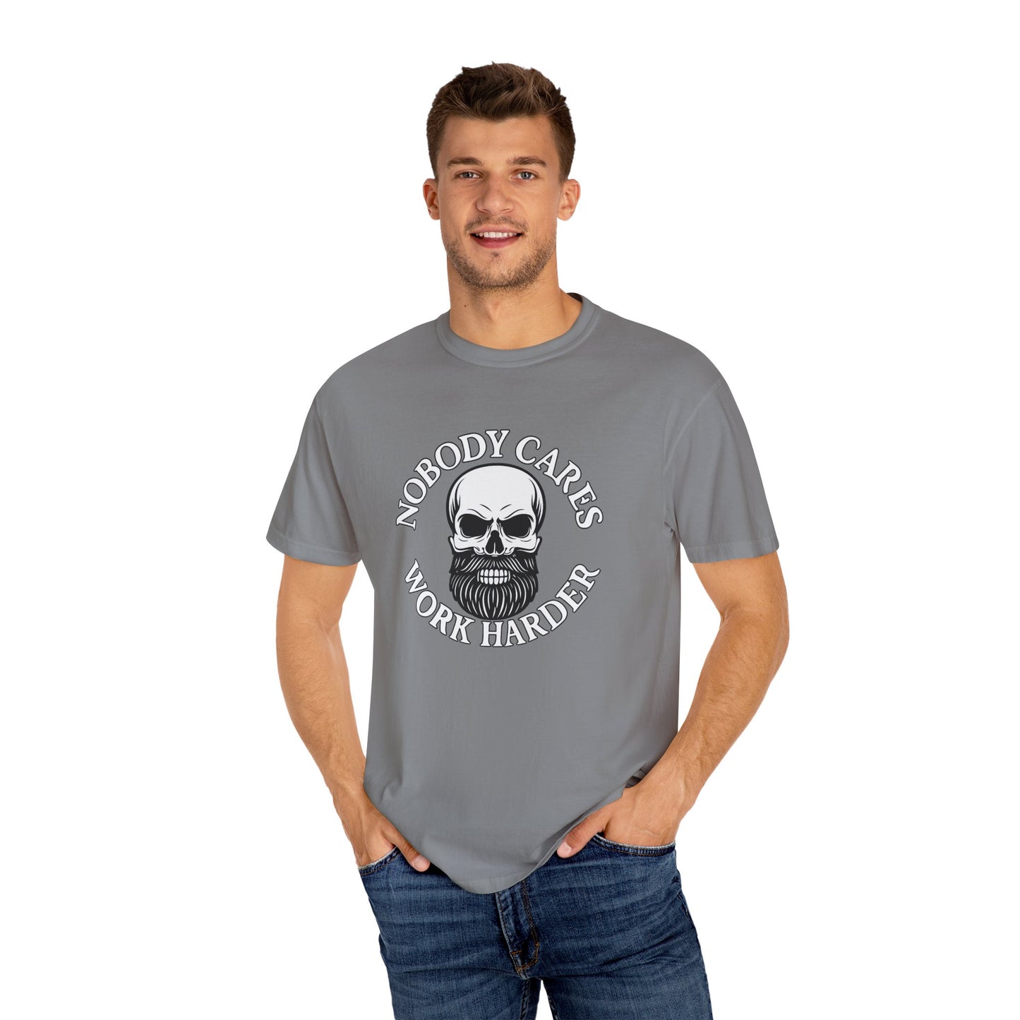 Edgy Unisex T-Shirt - "Nobody Cares, Work Harder" - Motivational Fashion, Gift for Him/Her, Street Style, Casual Wear, Unique Graphic Tee
