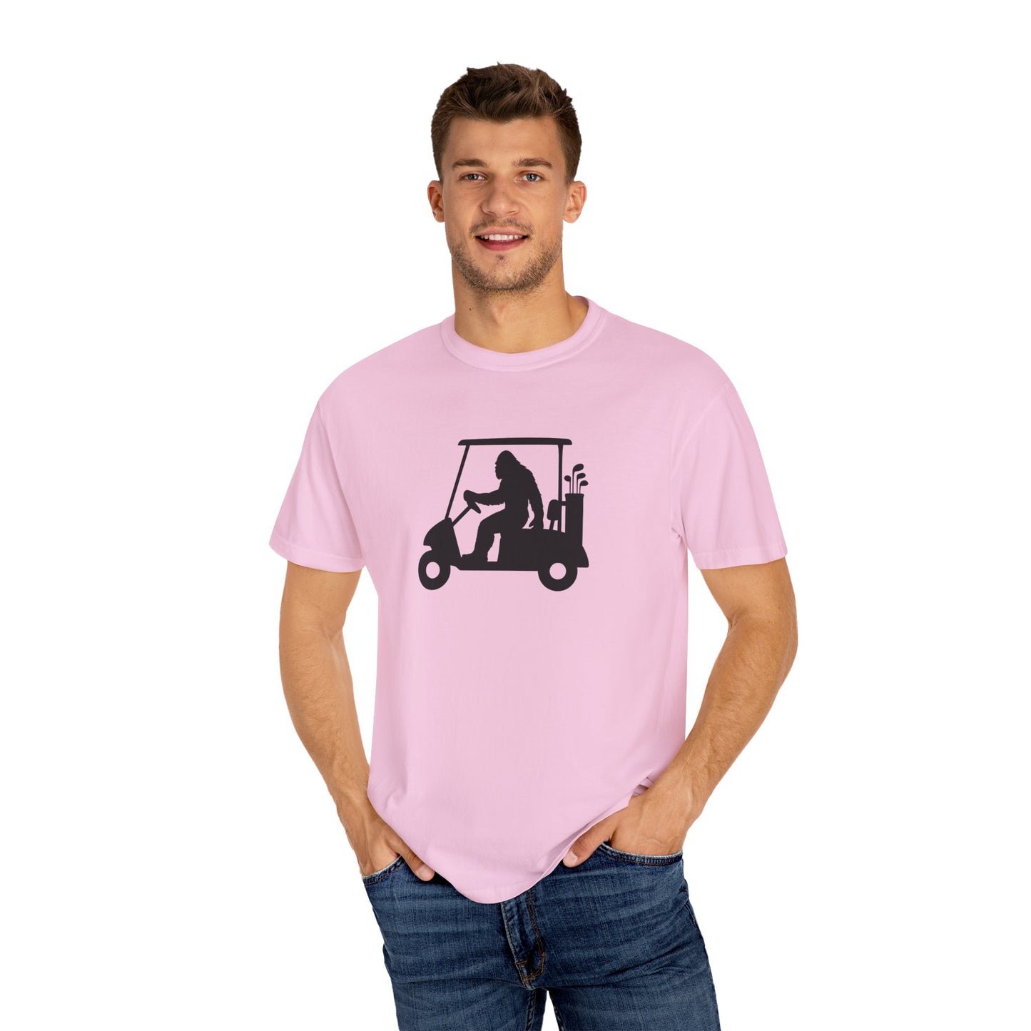 Garment-Dyed T-shirt - Big Foot Golf Cart Design