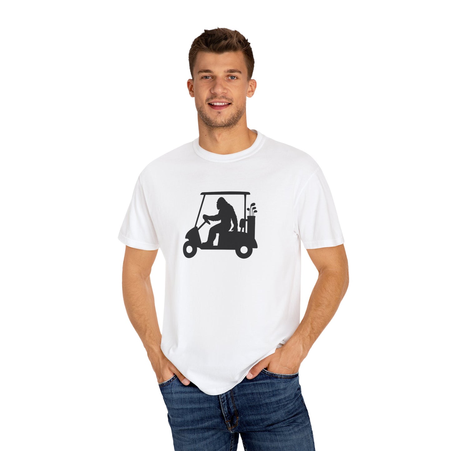 Garment-Dyed T-shirt - Big Foot Golf Cart Design