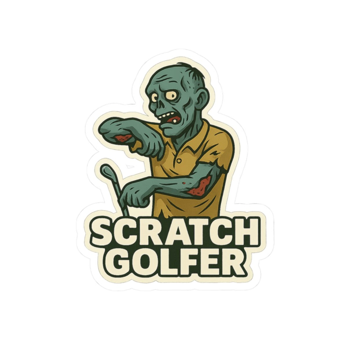 Stickers - Funny Scratch Golfer vs. Zombie Play on Words