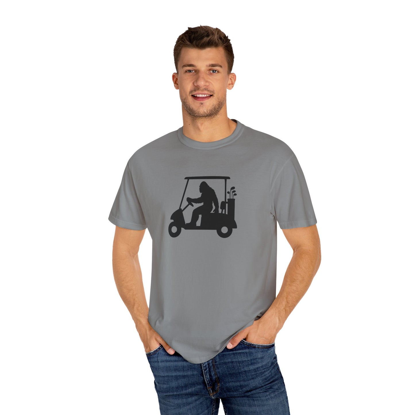 Garment-Dyed T-shirt - Big Foot Golf Cart Design