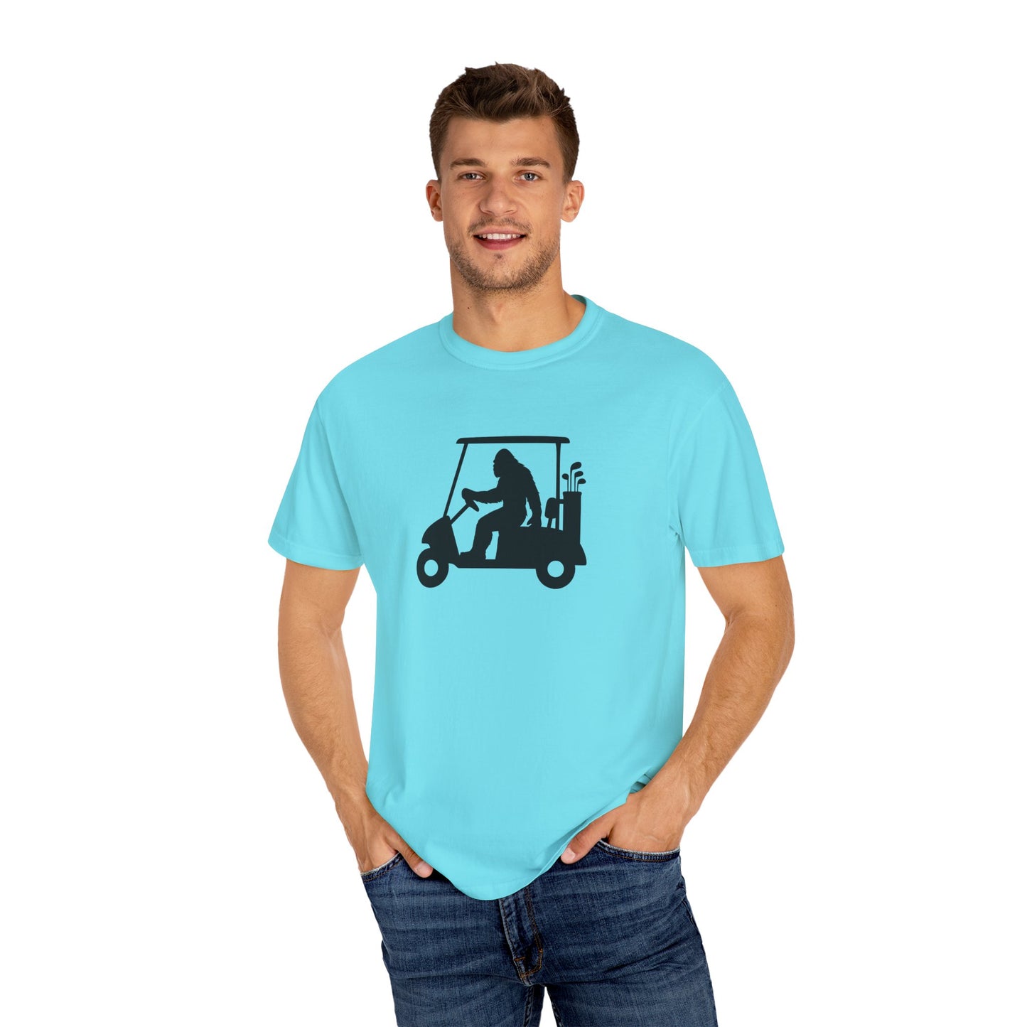 Garment-Dyed T-shirt - Big Foot Golf Cart Design