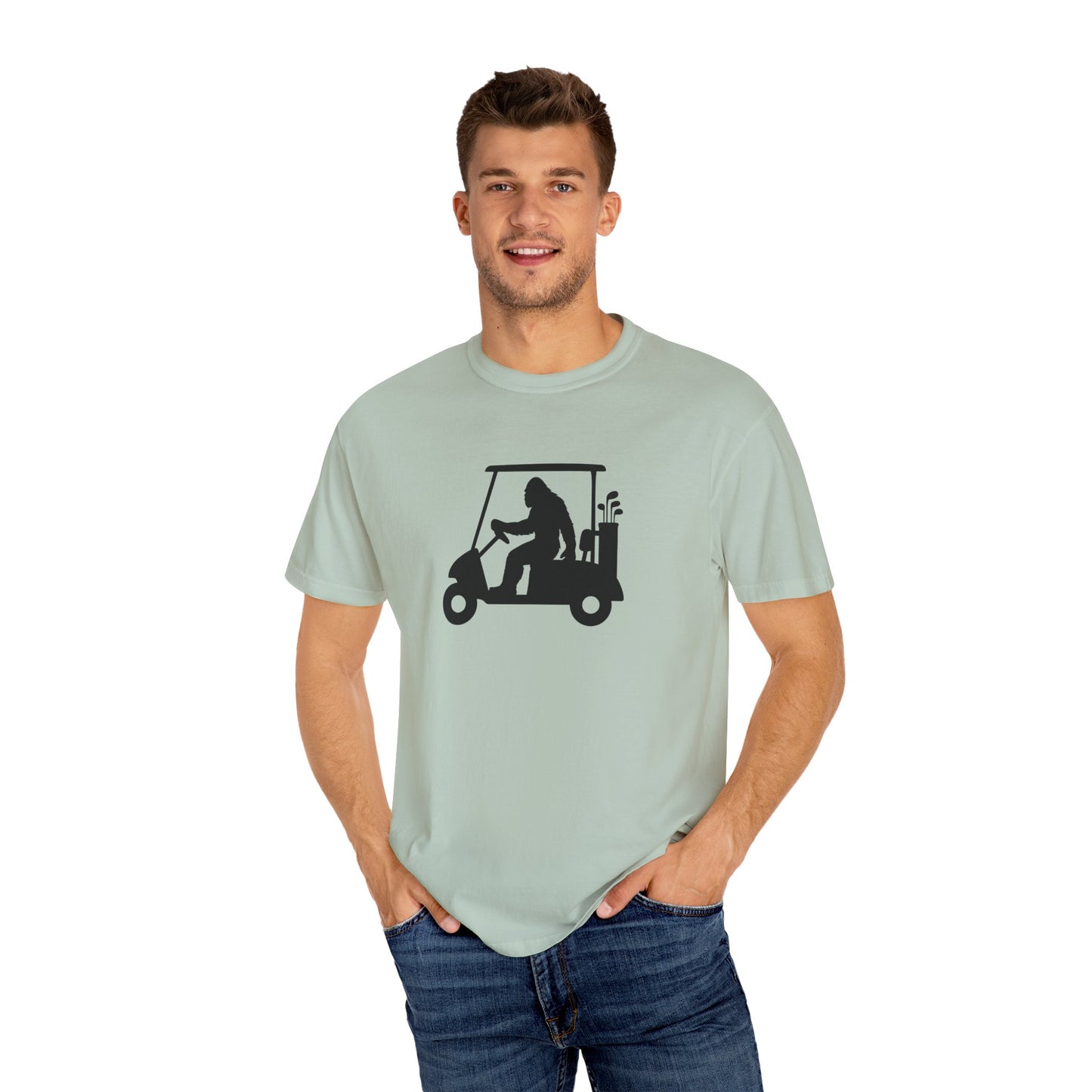 Garment-Dyed T-shirt - Big Foot Golf Cart Design
