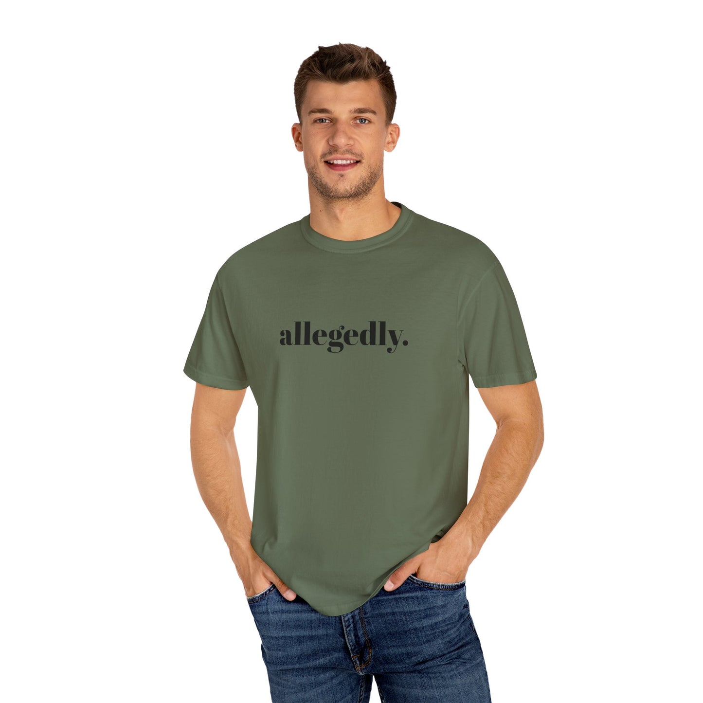 Trendy Allegedly T-Shirt, Funny Gift for Friends, Casual Wear, Statement Shirt, Unisex Apparel for Everyday Style